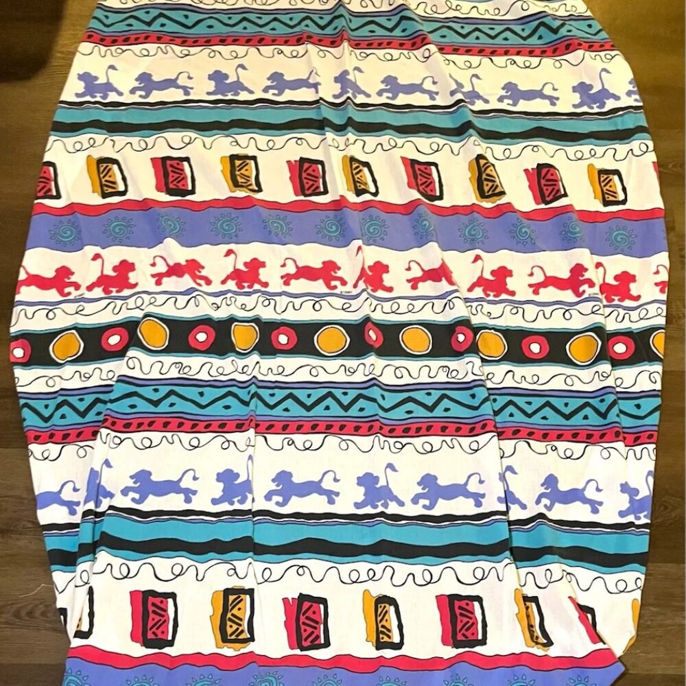 Vintage Disney The Lion King Twin Fitted Sheet Tribal Print 90s